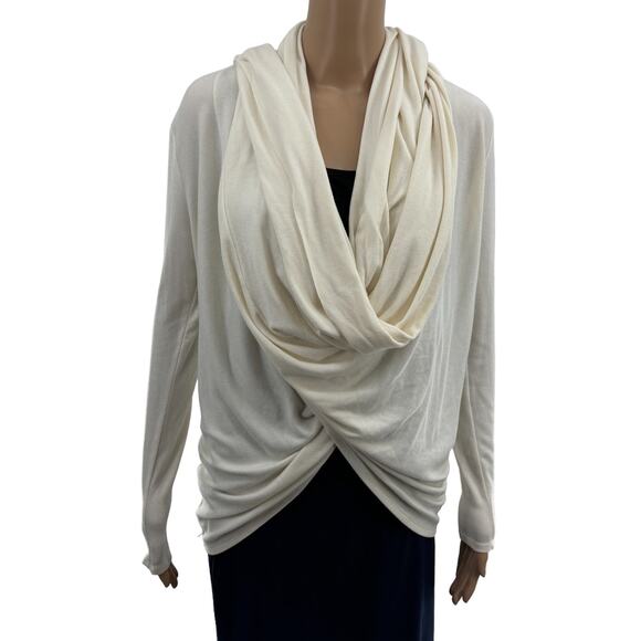 Alice + Olivia Air Cream Wrap Around Drapey Infinity Cardigan Sweater - Picture 3 of 13